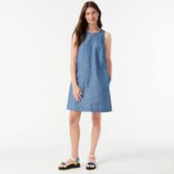 ✅ J. Crew Button Back Chambray Shift Dress AW338 XXS - Picture 2 of 8